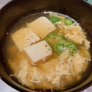 オクラと豆腐の卵スープ